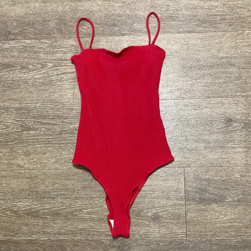 Reformation Vibrant Red Ribbed Top